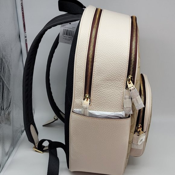 Coach Court Backpack in Signature Canvas with Tiger C7317 Light Khaki Chalk - Picture 3 of 7
